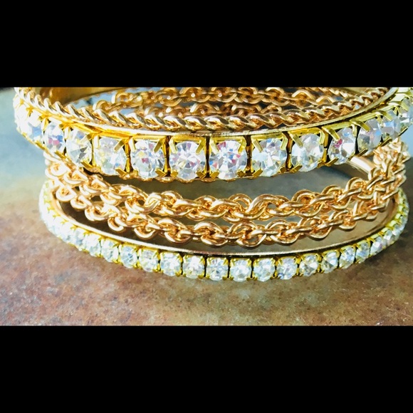 Cara n.y. Gold & Rhinestone Bangle Bracelets - Picture 5 of 8